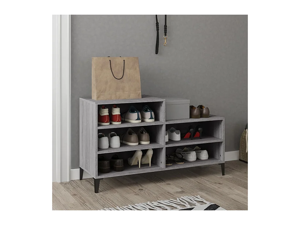 Meuble à chaussures Sonoma gris 102x36x60 cm Bois d'ingénierie FR80669