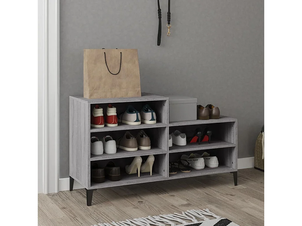 Meuble à chaussures Sonoma gris 102x36x60 cm Bois d'ingénierie FR80669