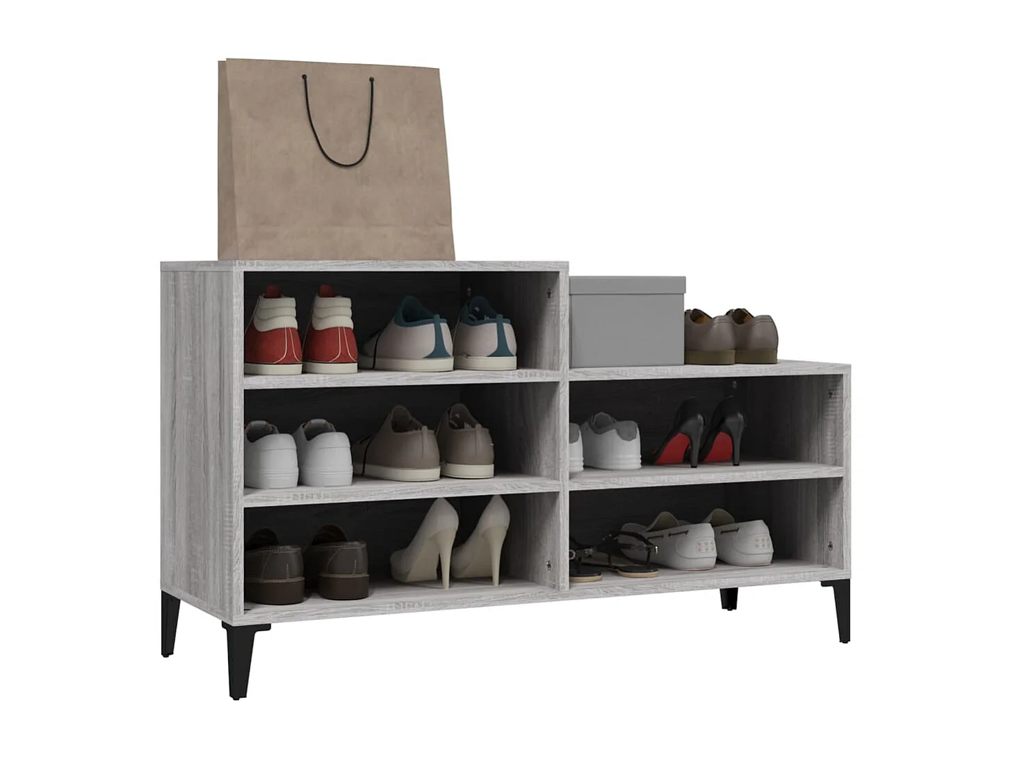 Meuble à chaussures Sonoma gris 102x36x60 cm Bois d'ingénierie FR80669