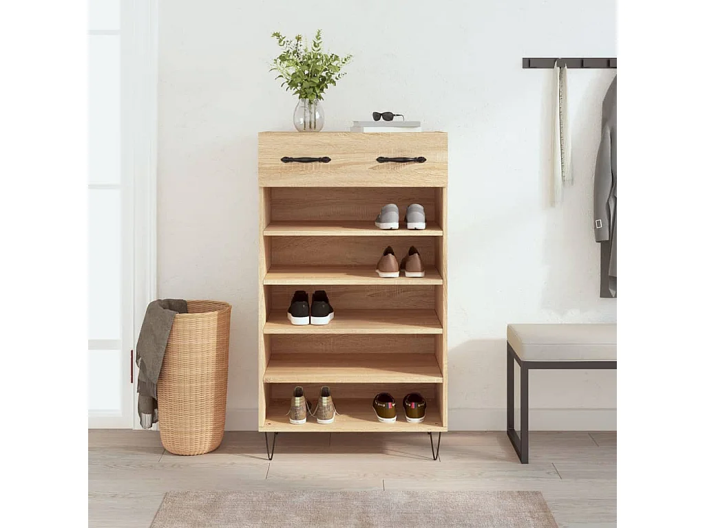 Meuble à chaussures chêne sonoma 60x35x105cm bois d'ingénierie FR41452