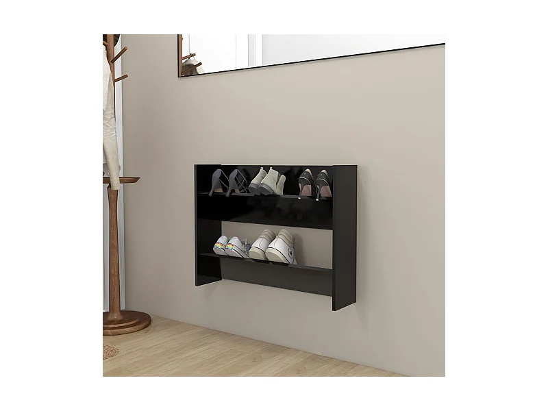 Meuble à chaussures murale Noir 80x18x60 cm Aggloméré FR59874