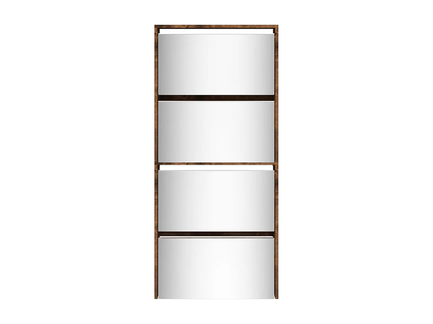Mueble zapatero con espejo 4 niveles roble ahumado 63x17x134 cm ES325011