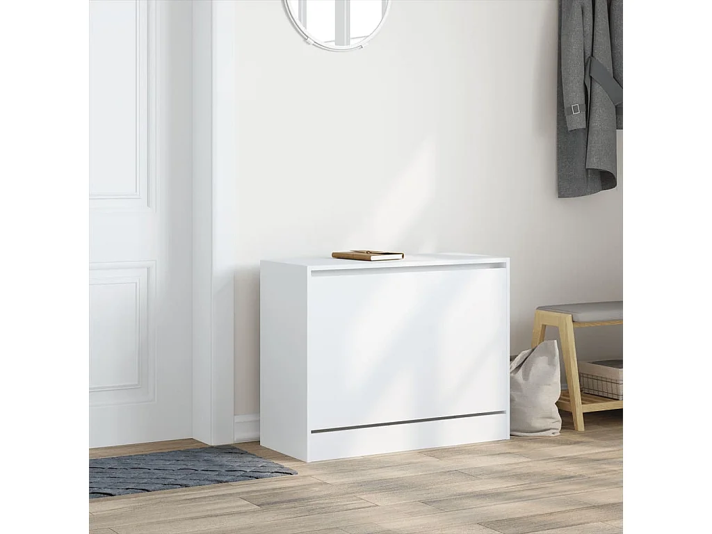 Meuble à chaussures blanc 80x34x63 cm bois d'ingénierie FR75207