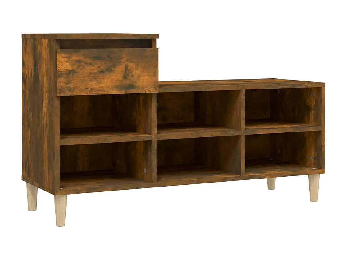 Mueble zapatero madera contrachapada roble ahumado 102x36x60 cm ES714303