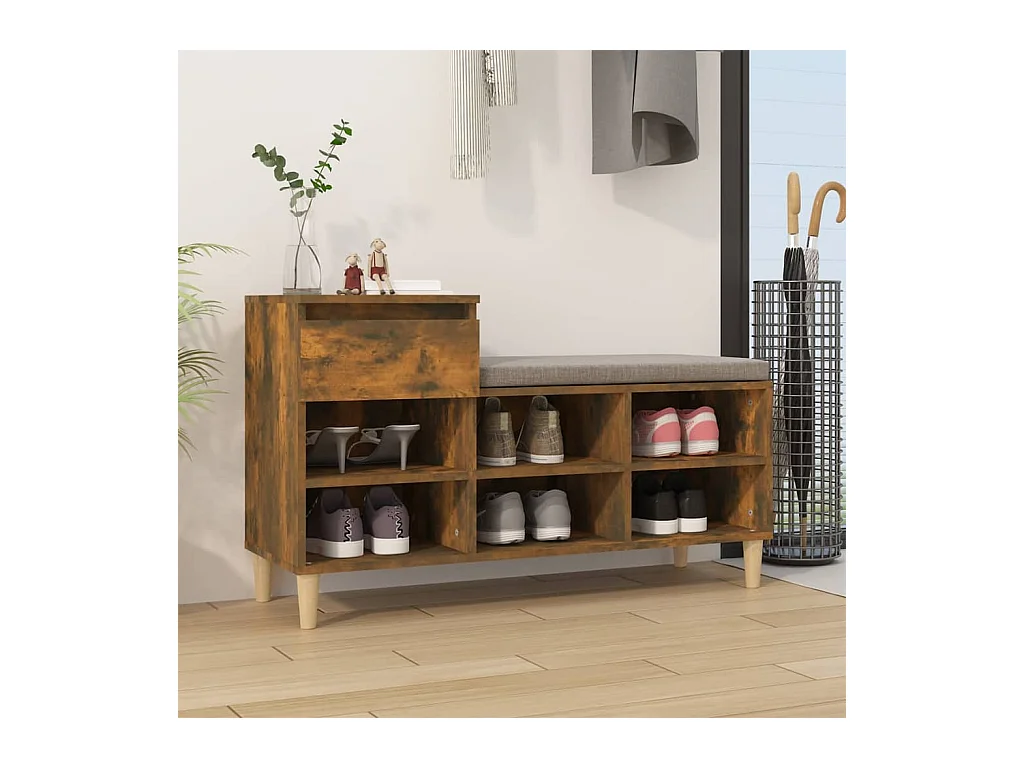 Meuble à chaussures Chêne fumé 102x36x60 cm Bois d'ingénierie FR35650