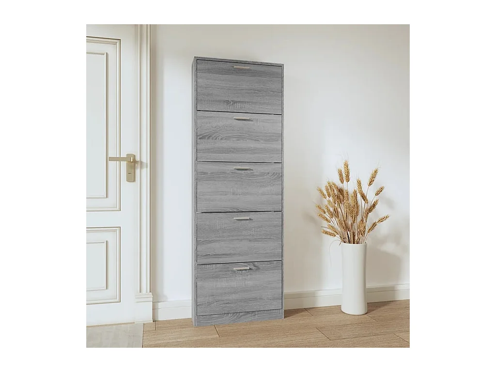 Meuble à chaussures Sonoma gris 59x17x169 cm Bois d'ingénierie FR23458