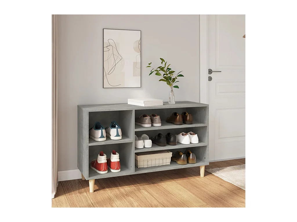 Meuble à chaussures Gris béton 102x36x60 cm Bois d'ingénierie FR78833