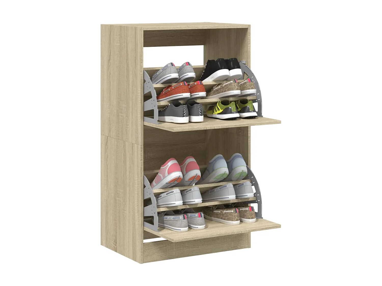 Mueble zapatero 2 cajones abatibles roble Sonoma 60x42x108 cm ES658163