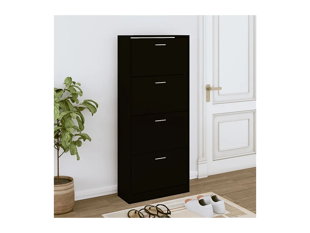 Meuble à chaussures Noir 63x24x147 cm Bois d'ingénierie FR79355