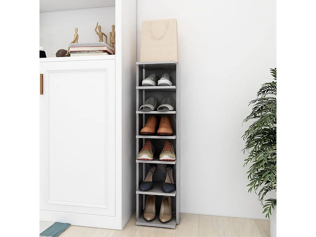 Meuble à chaussures Gris béton 27,5x27x102cm Bois d'ingénierie FR99122