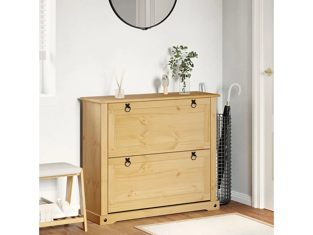 Mueble zapatero Corona madera maciza de pino 99x32x85 cm ES561438