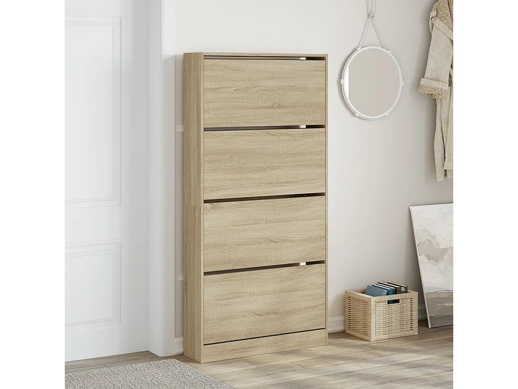 Meuble à chaussures 4 tiroirs rabattables chêne sonoma FR38288