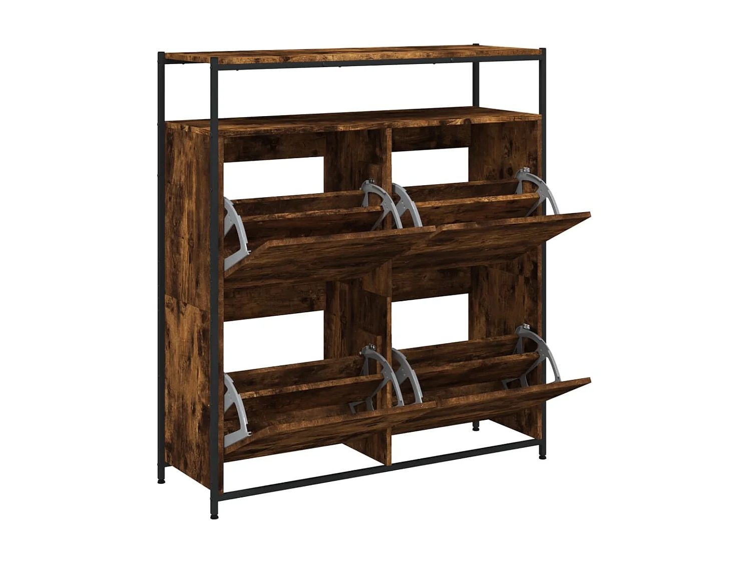 Meuble à chaussures 4 tiroirs rabattables chêne fumé FR16801