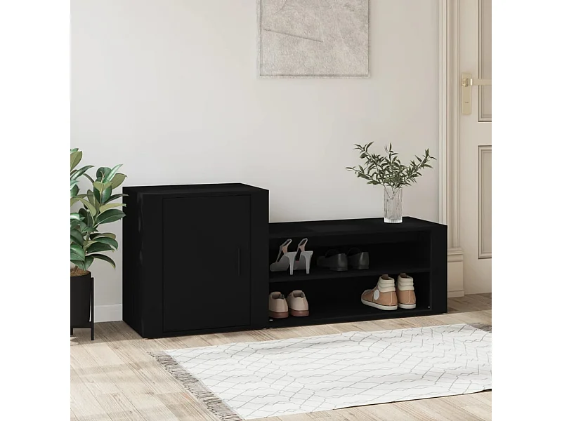 Schoenenkast 130x35x54 cm bewerkt hout zwart BE131164