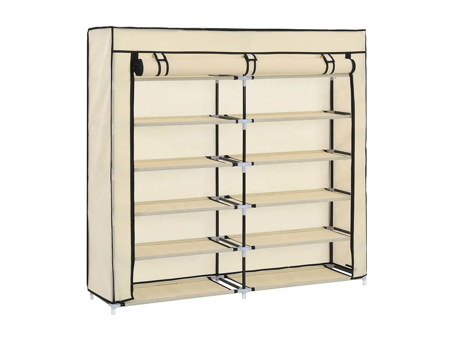 Meuble à chaussures avec housse Crème 115x28x110 cm Tissu FR38329