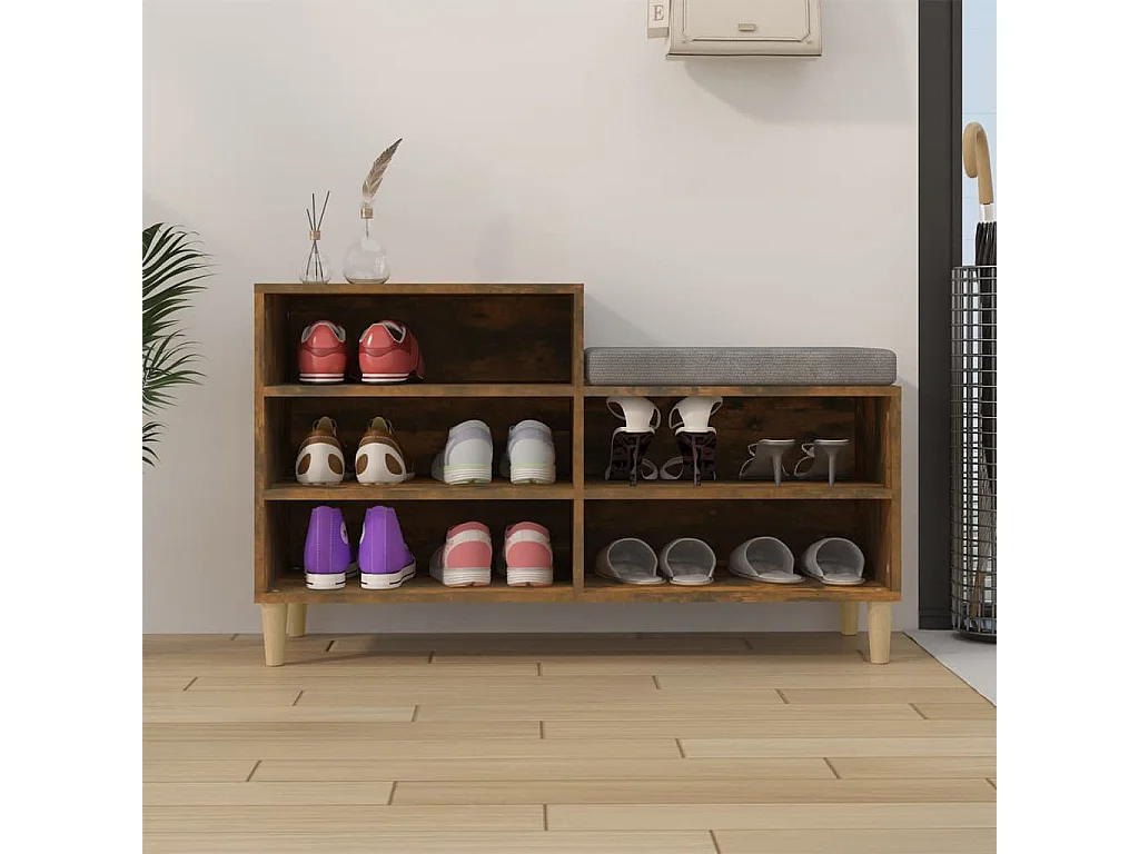 Mueble zapatero madera contrachapada roble ahumado 102x36x60 cm ES845019