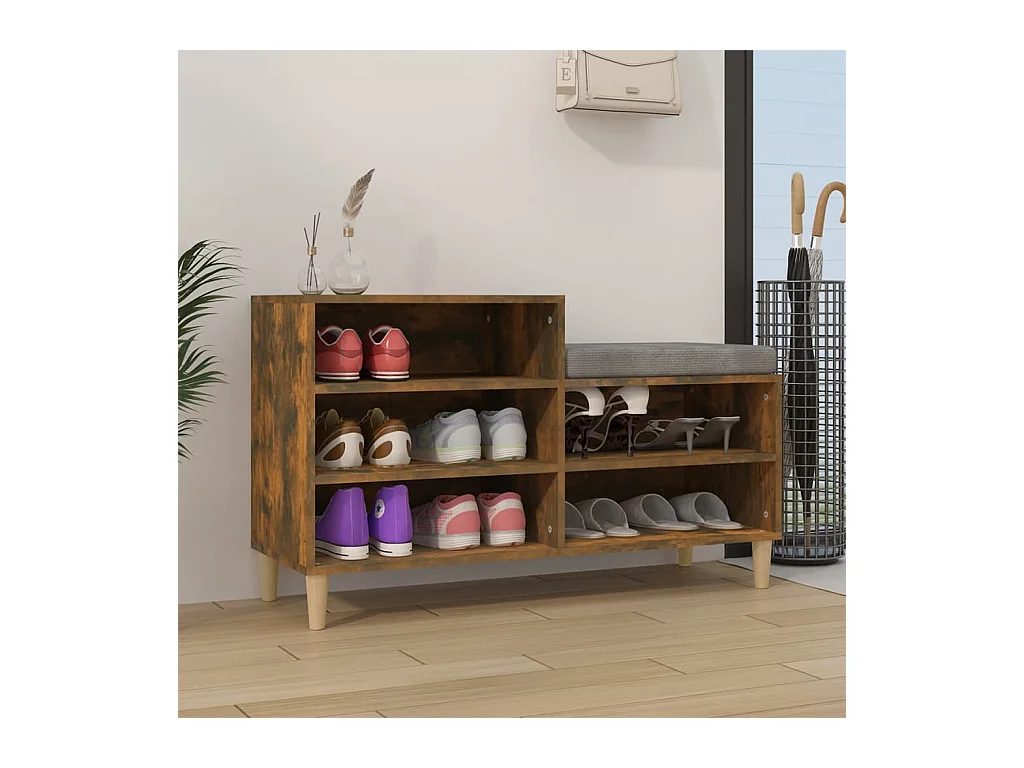 Meuble à chaussures Chêne fumé 102x36x60 cm Bois d'ingénierie FR30518