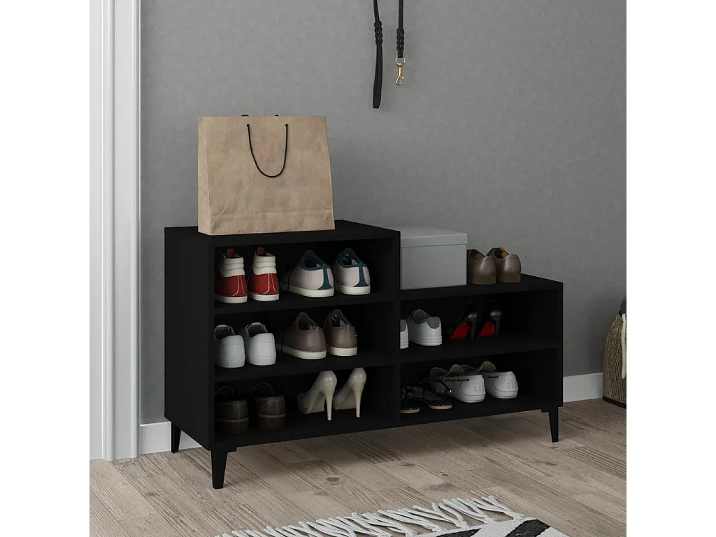 Meuble à chaussures Noir 102x36x60 cm Bois d'ingénierie FR46633