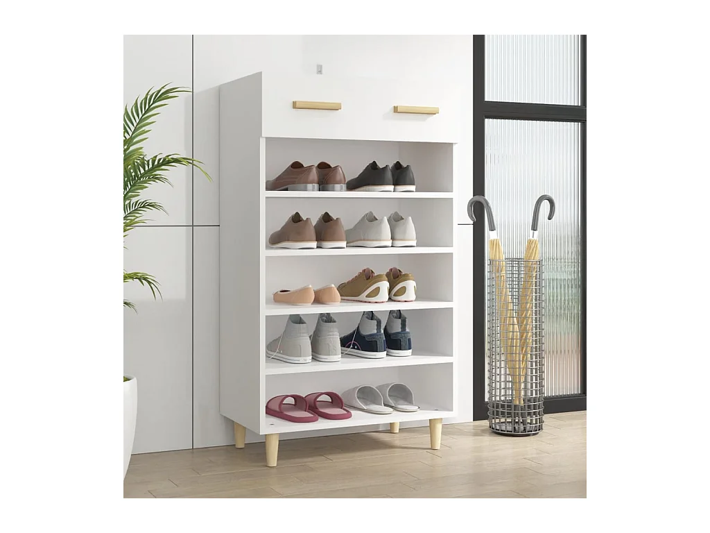 Meuble à chaussures Blanc 60x35x105 cm Bois d'ingénierie FR90963