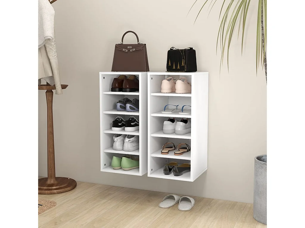 Meubles à chaussures 2pcs Blanc 31,5x35x70cm Bois d'ingénierie FR19981