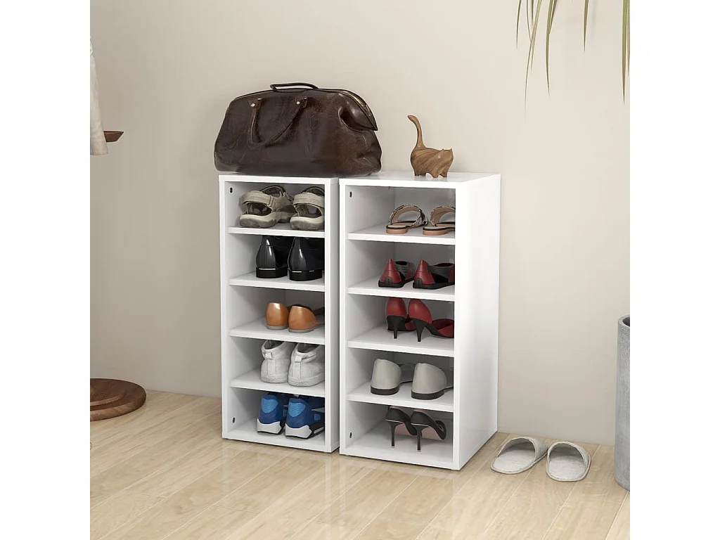 Meubles à chaussures 2pcs Blanc 31,5x35x70cm Bois d'ingénierie FR19981