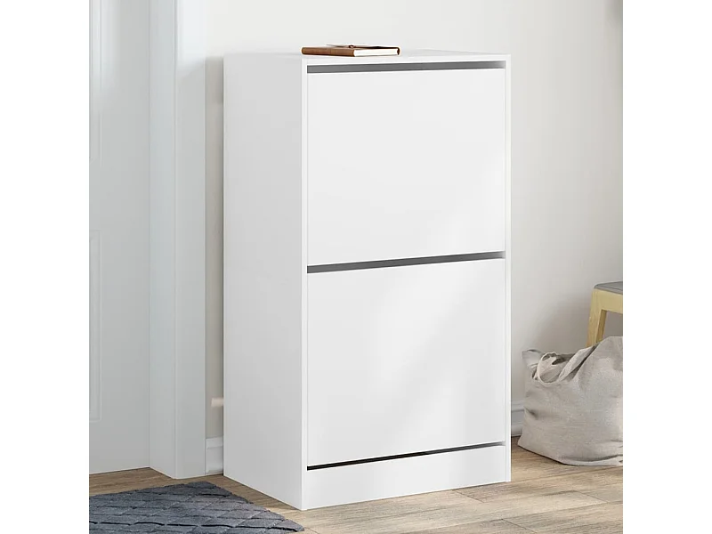 Schoenenkast met 2 klaplades 60x42x108 cm wit BE798456