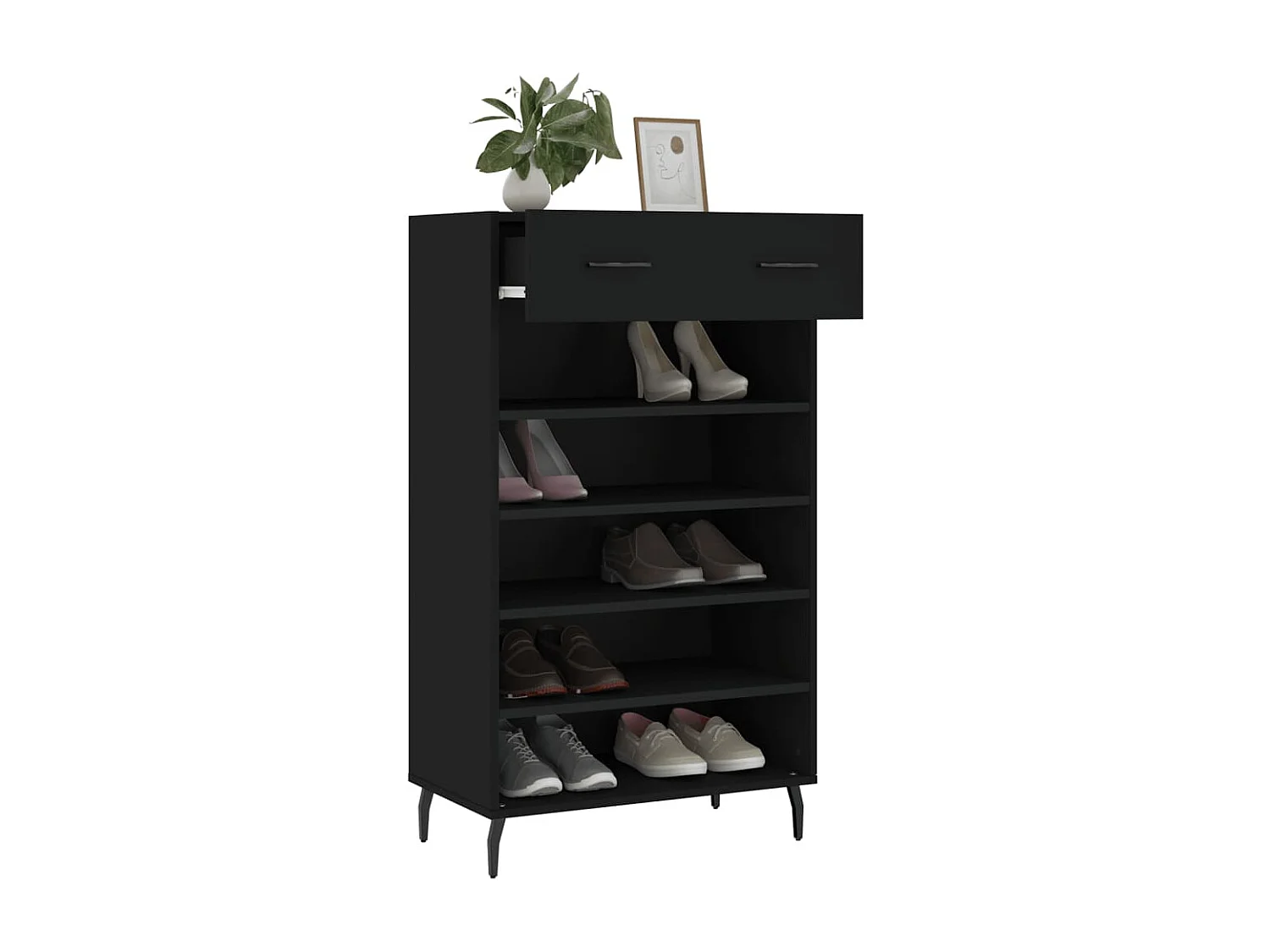 Schoenenkast 60x35x105 cm bewerkt hout zwart BE254163