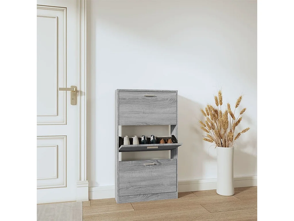 Meuble à chaussures Sonoma gris 59x17x108 cm Bois d'ingénierie FR74103