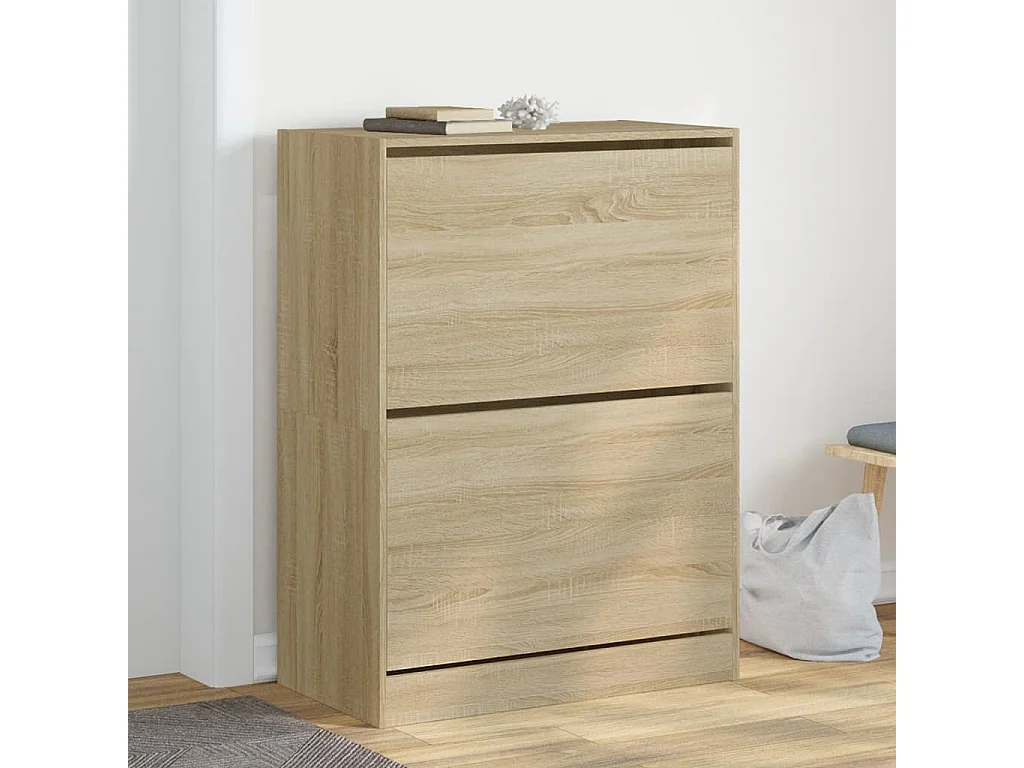 Schoenenkast met 2 klaplades 80x42x108 cm sonoma eikenkleurig BE498085