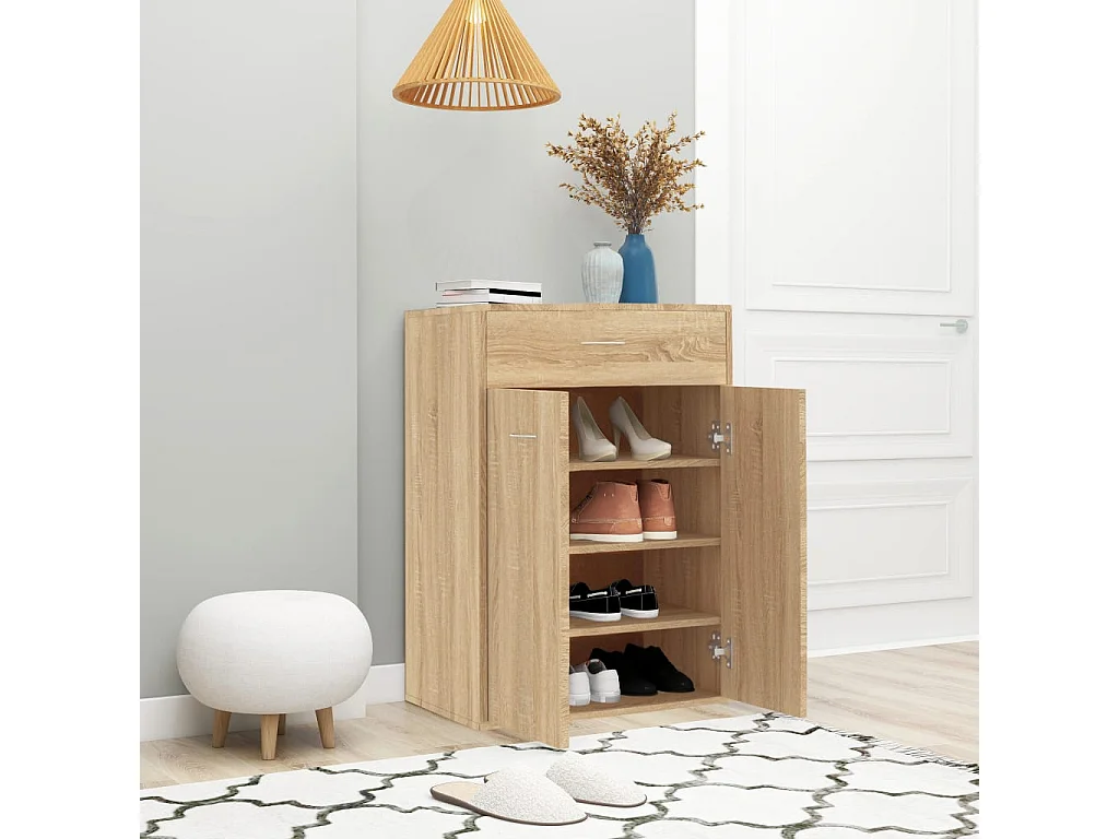 Schoenenkast 60x35x84 cm bewerkt hout sonoma eikenkleurig BE529705
