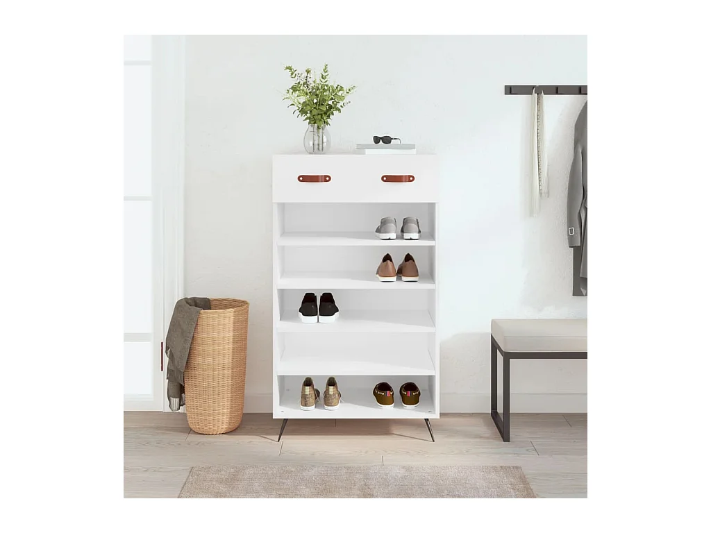 Meuble à chaussures blanc 60x35x105 cm bois d'ingénierie FR84643