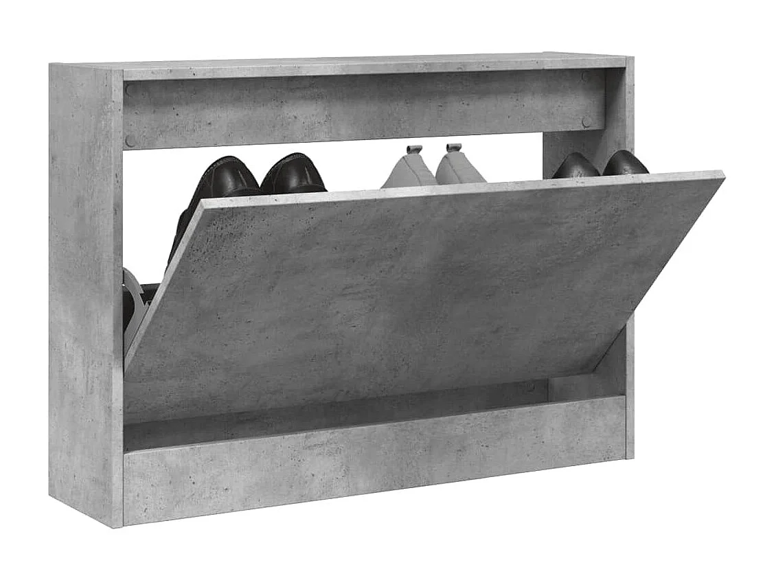 Schoenenkast 80x21x57 cm bewerkt hout betongrijs BE111412