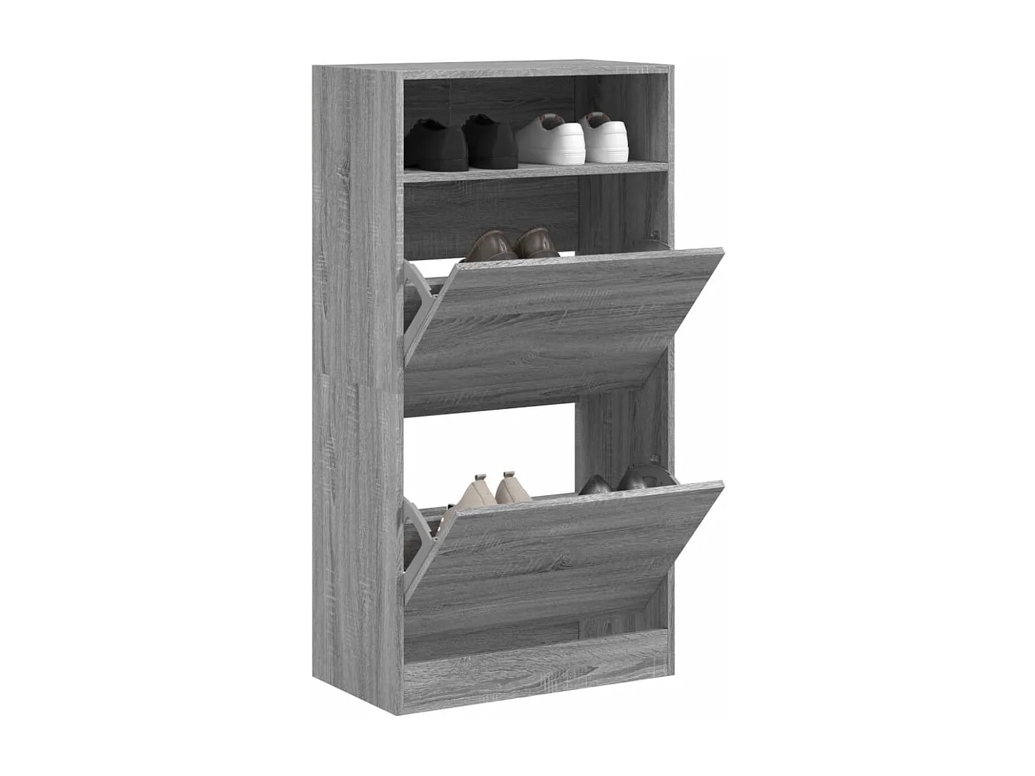 Schoenenkast 60x34x116 cm bewerkt hout grijs sonoma eikenkleur BE970600