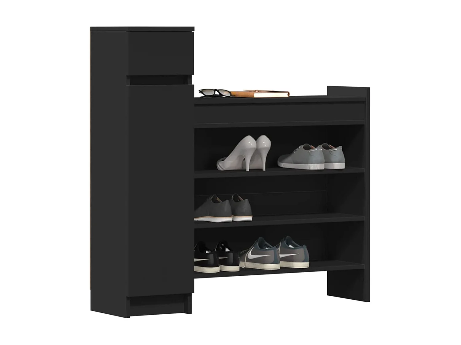 Meuble à chaussures noir 100,5x28x100 cm bois d'ingénierie FR77079