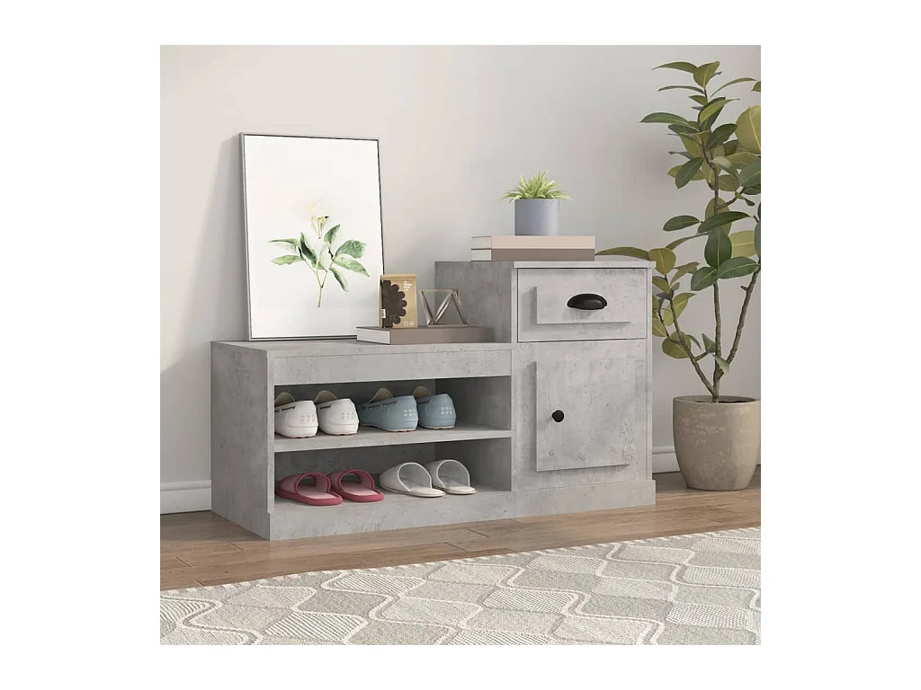 Meuble à chaussures gris béton 100x42x60 cm bois d'ingénierie FR94152