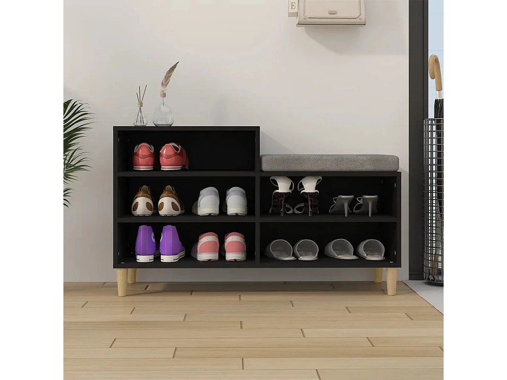 Schoenenkast 102x36x60 cm bewerkt hout zwart BE698404
