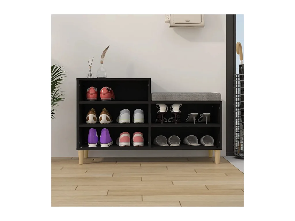 Meuble à chaussures Noir 102x36x60 cm Bois d'ingénierie FR15873