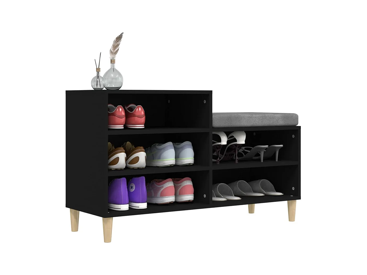 Meuble à chaussures Noir 102x36x60 cm Bois d'ingénierie FR15873