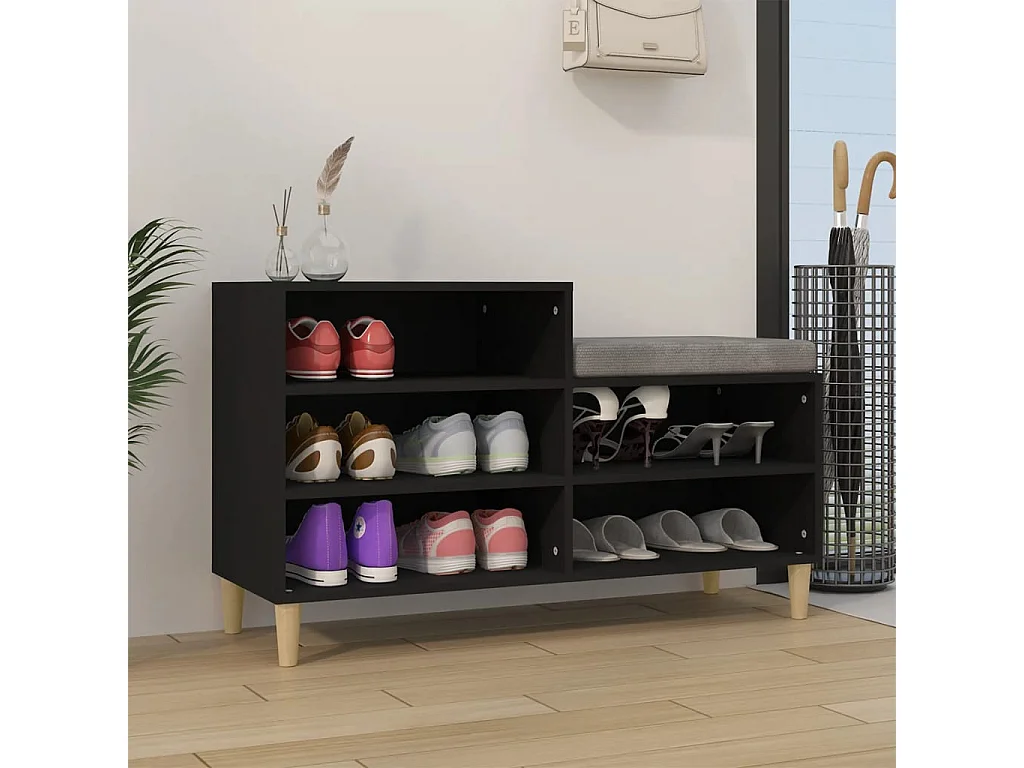 Meuble à chaussures Noir 102x36x60 cm Bois d'ingénierie FR15873