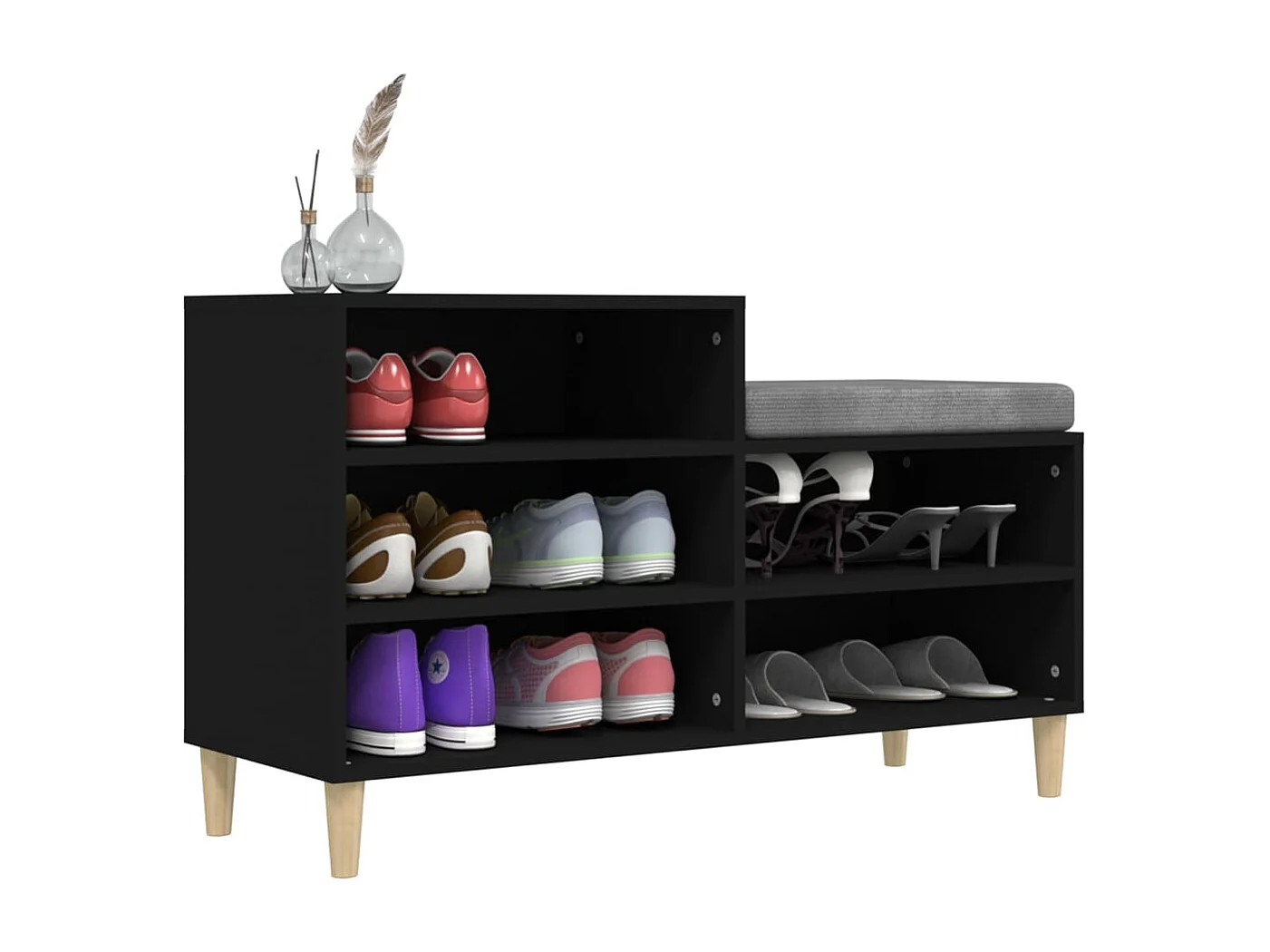 Meuble à chaussures Noir 102x36x60 cm Bois d'ingénierie FR15873