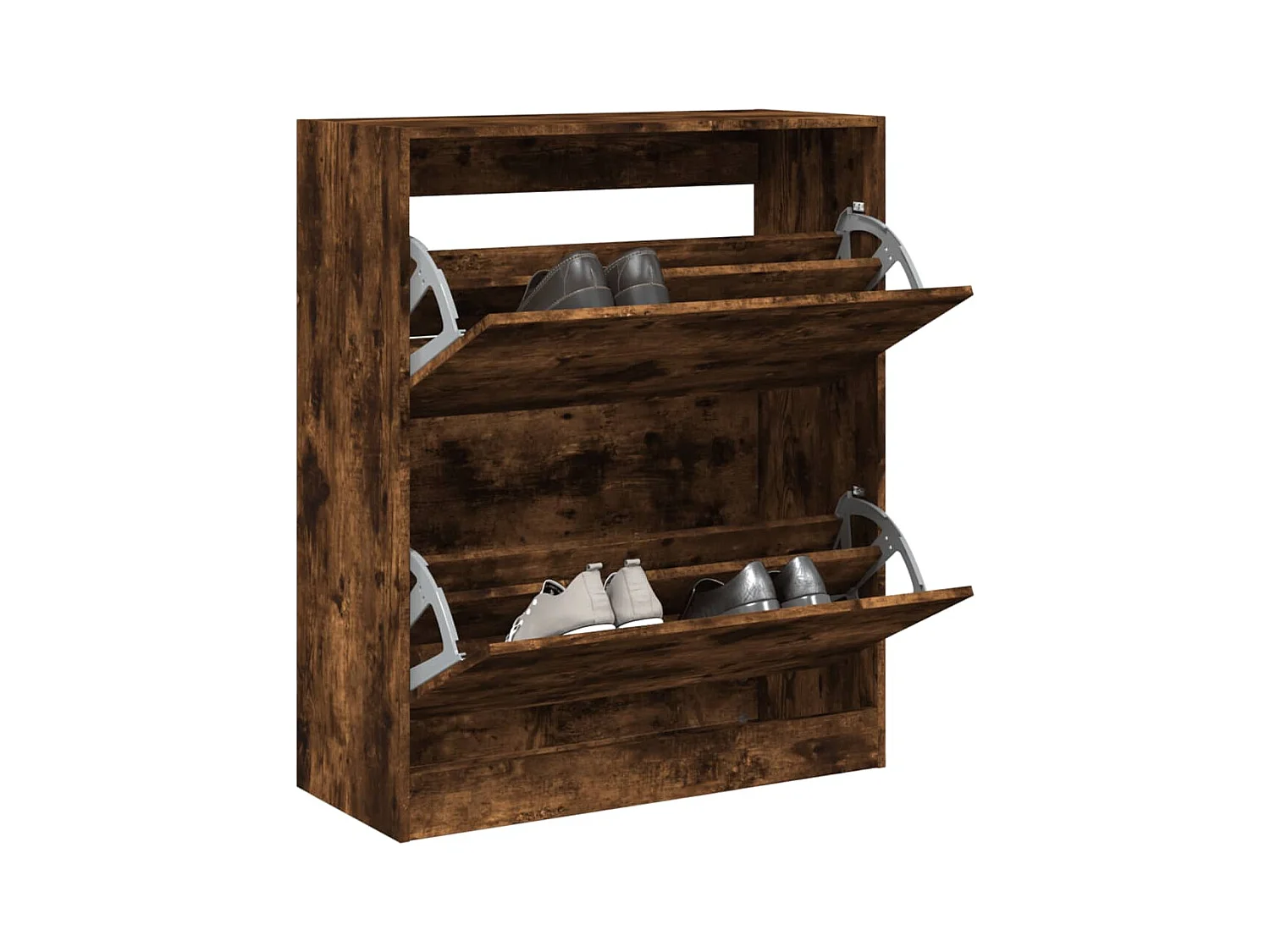 Meuble à chaussures chêne fumé 80x34x96,5 cm bois d'ingénierie FR59862