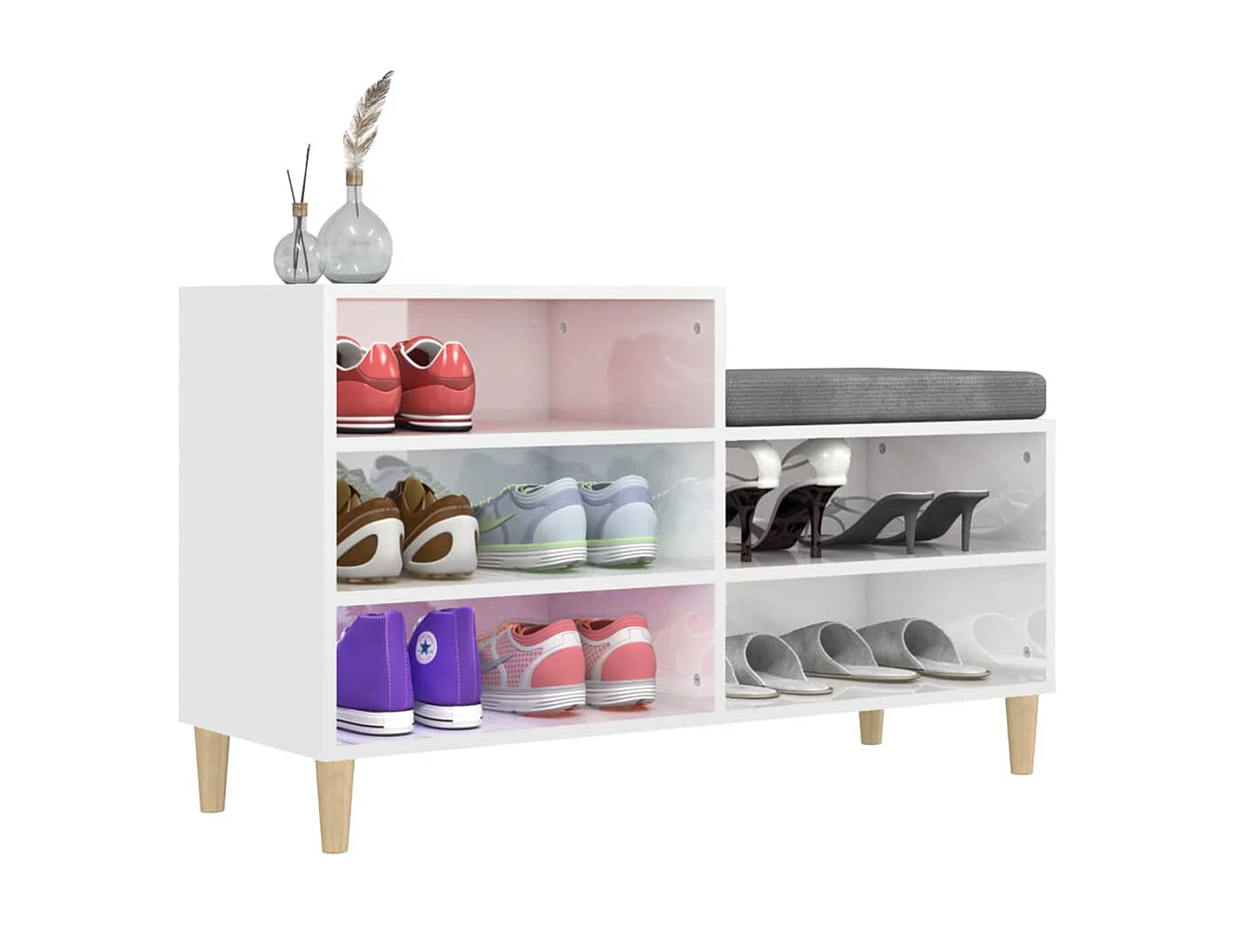 Schoenenkast 102x36x60 cm bewerkt hout hoogglans wit BE314737