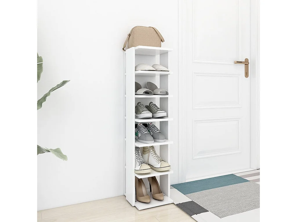 Meuble à chaussures Blanc 27,5x27x102 cm Bois d'ingénierie FR93948