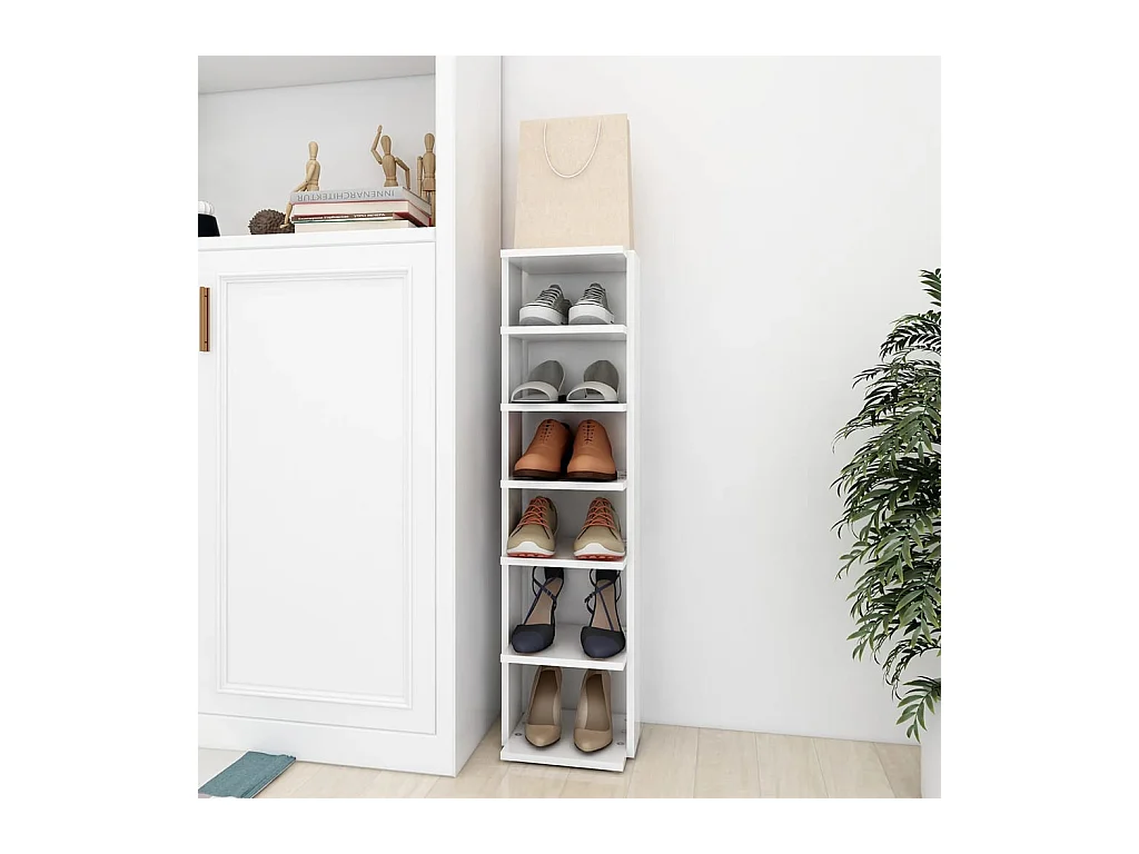Mueble zapatero madera contrachapada blanco 27,5x27x102 cm ES121501