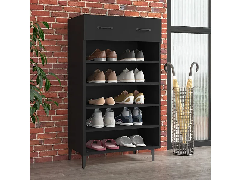 Meuble à chaussures Noir 60x35x105 cm Bois d'ingénierie FR42390