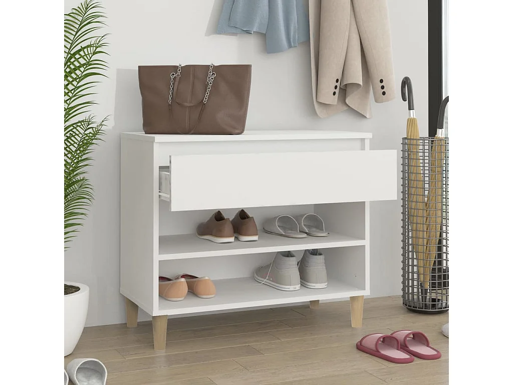 Meuble à chaussures Blanc 70x36x60 cm Bois d'ingénierie FR70744