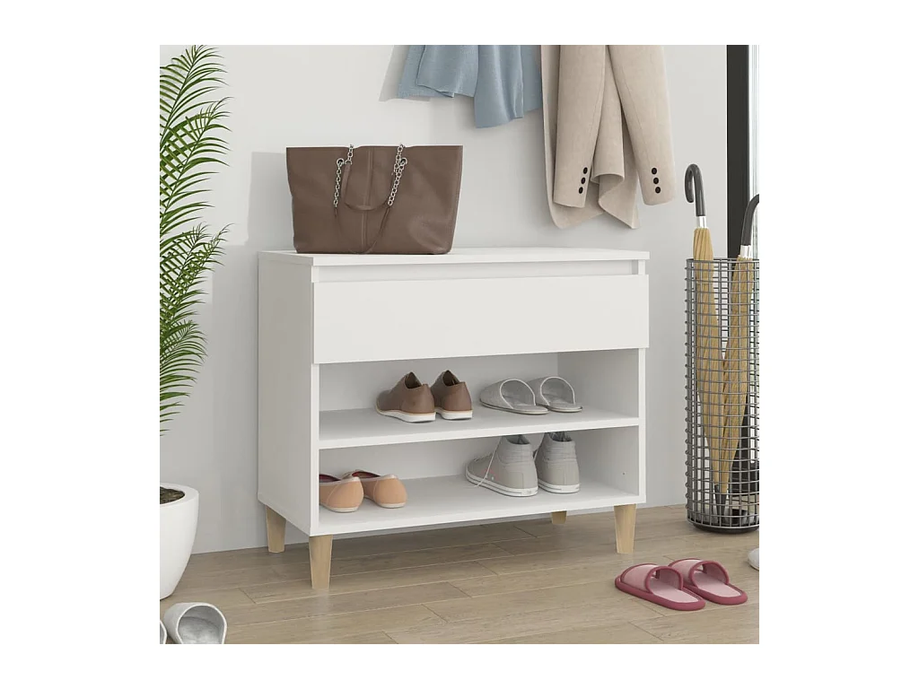 Meuble à chaussures Blanc 70x36x60 cm Bois d'ingénierie FR70744