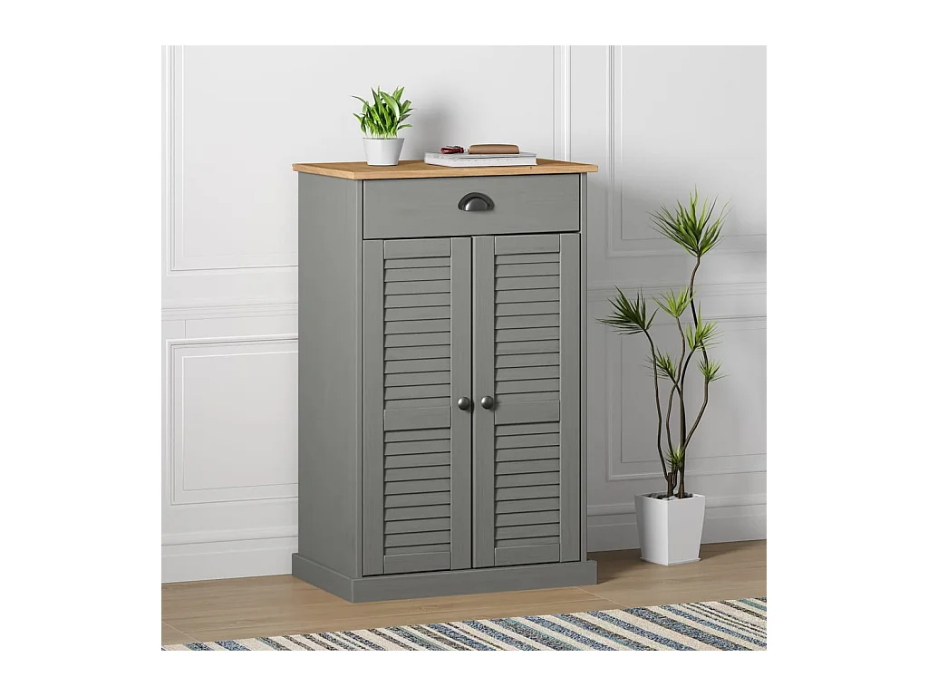 Meuble à chaussures VIGO gris 60x35x96 cm bois massif de pin FR93289