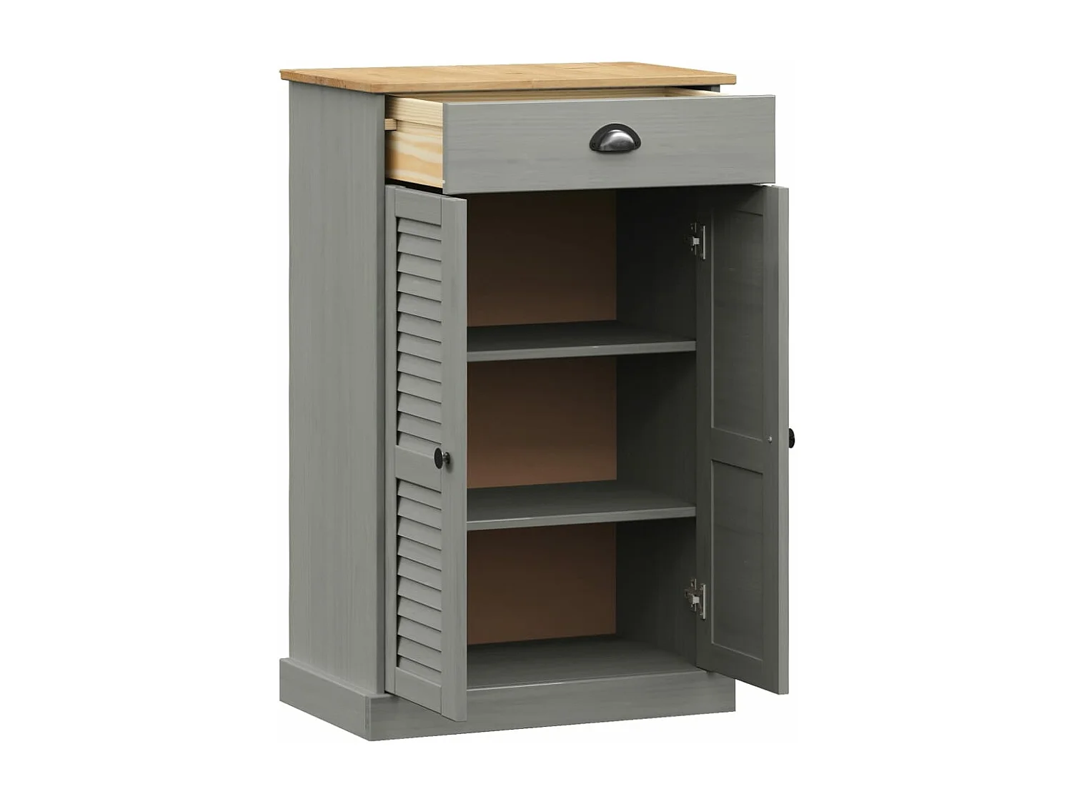 Meuble à chaussures VIGO gris 60x35x96 cm bois massif de pin FR93289
