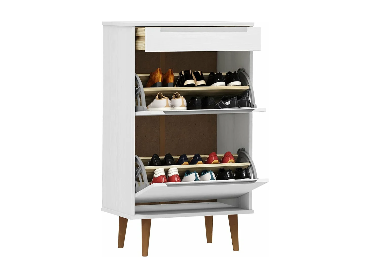 Meuble à chaussures MOLDE Blanc 59,5x35x103 cm Bois de pin FR22560